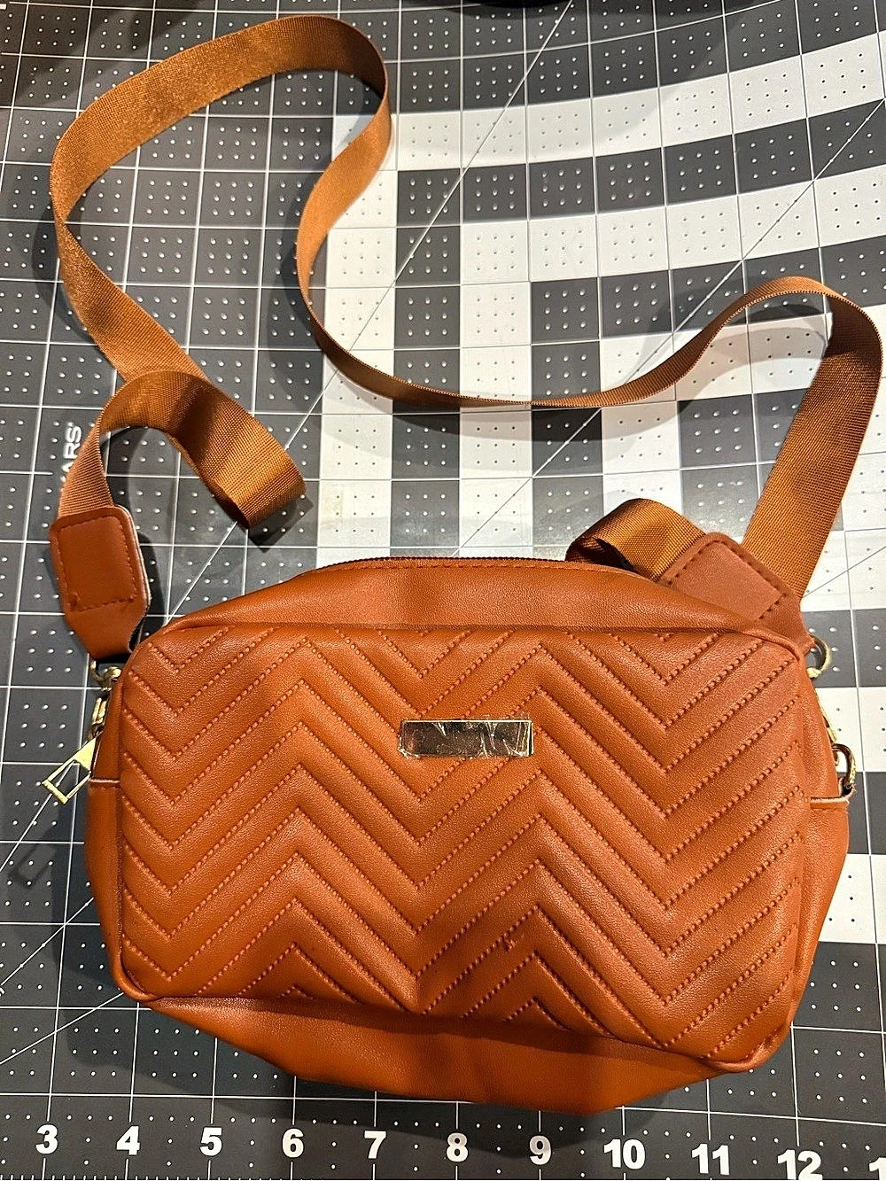 Brown Quilted Crossbody Bag